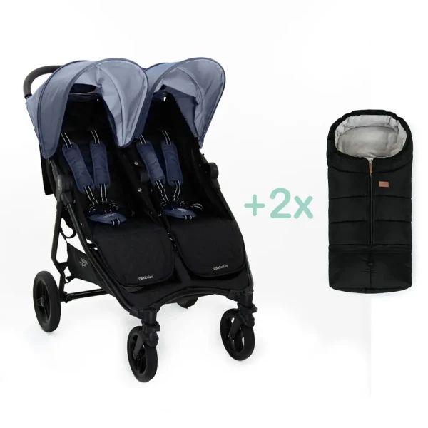 VALCO BABY Kočík dvojičkový Slim Twin Glacier + PETITE&MARS fusak Jibot ZADARMO