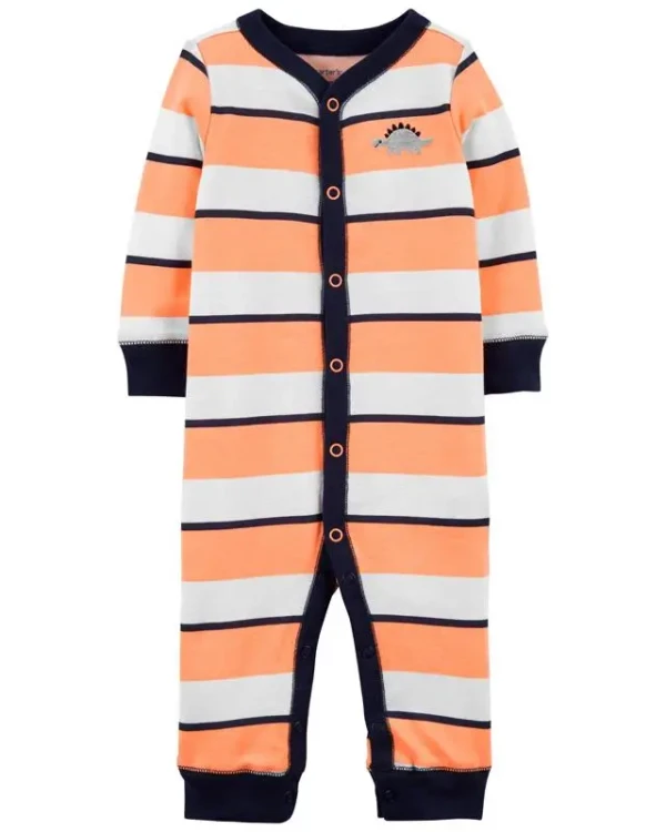 CARTER'S Overal bez nožičiek na cvoky Sleep and Play Orange Stripes chlapec 3 m, vel. 62