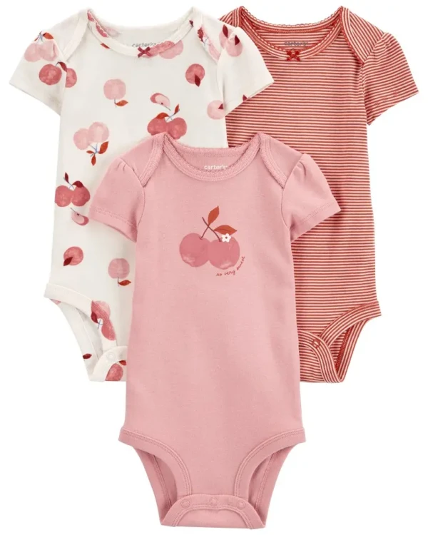 CARTER'S Body krátky rukáv Pink Cherry dievča 3ks 24m/ veľ. 92