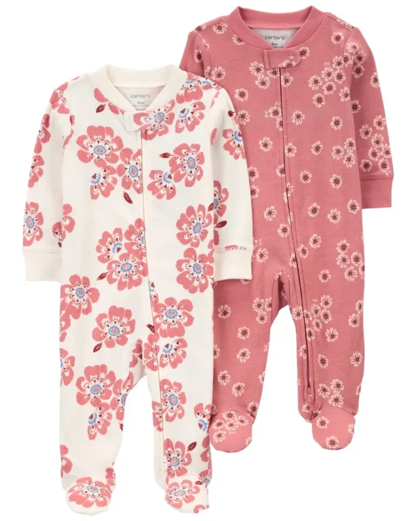 CARTER'S Overal na zips Sleep&Play Pink/Ivory Floral dievča 2ks 3m/ veľ. 62