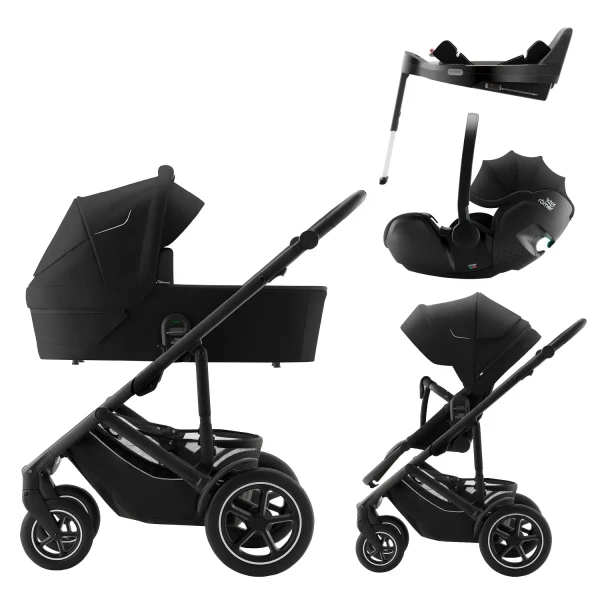 BRITAX Set kočík Smile 5Z + hlboká vanička + autosedačka Baby-Safe PRO + Vario Base 5Z Classic, Space Black