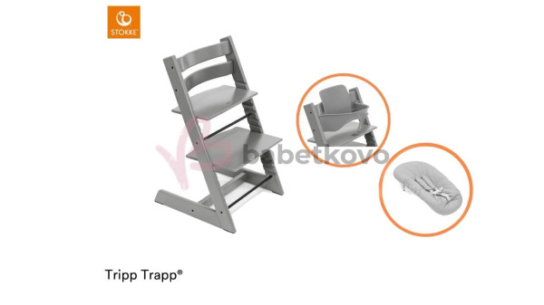 Stokke Tripp Trapp Bundle Stolička + baby set + newborn set Storm Grey