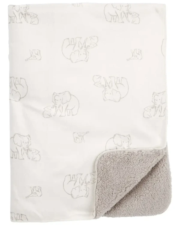 CARTER'S Deka sherpa baranček White-Grey Elephant neutrál 80x110 cm