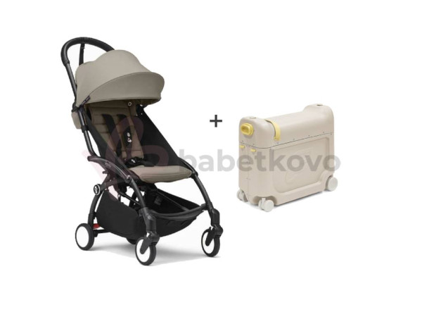 STOKKE® YOYO³ športový kočík 6+ Black/Taupe + Jetkids BedBox V3 Moonglow White