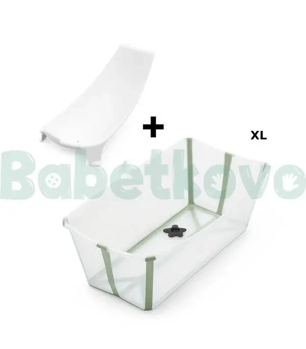 Stokke Flexi Bath X-Large Skladacia vanička na kúpanie Transparent Green + Newborn Lehátko ZDARMA