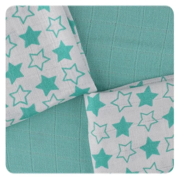 XKKO BMB Bambusové obrúsky 30x30 - Little Stars Turquoise MIX