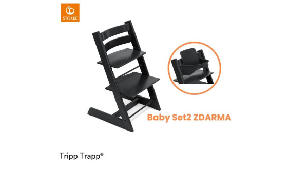 Stolička Stokke Tripp Trapp Black + Baby set ZDARMA