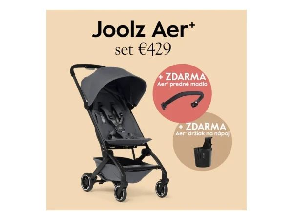 Joolz AER+ kočík Stone Grey SET s madlom a držiakom na nápoj