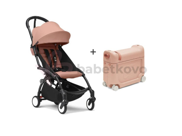 STOKKE® YOYO³ športový kočík 6+ Black/Ginger + Jetkids BedBox V3 Coral Pink