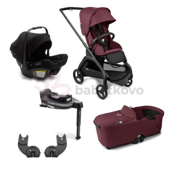 Bugaboo Dragonfly Zvýhodnený set 3v1 Black/Dark Cherry