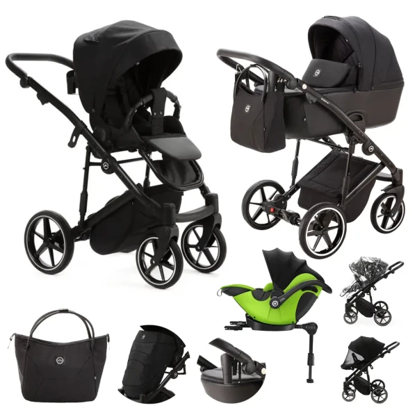 ADAMEX Kočík kombinovaný Mobi New Lux Black + KIDDY Evoluna i-size 2 + základňa