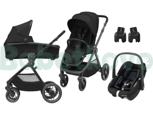 Maxi-Cosi Oxford Zvýhodnený set kočík + vanička + adaptéry + autosedačka Essential Black